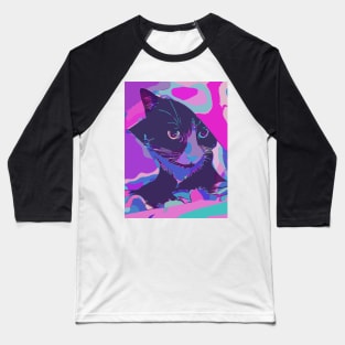 Psychedelic cat Baseball T-Shirt